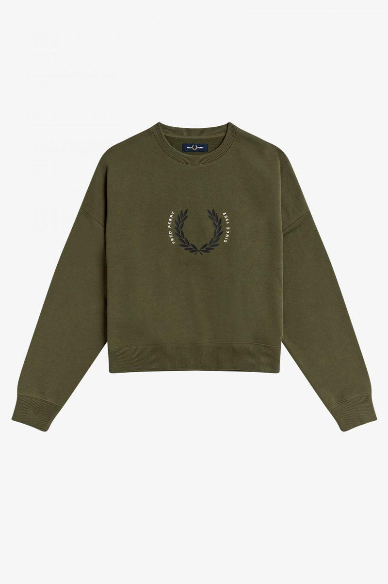 Green Fred Perry Laurel Wreath Women's Sweatshirts | PH 2007WNBY